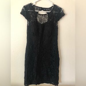 Studio Y Lace Black Mini Dress Open Back Size 7/8